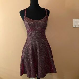 Sparkly purple party dress with pockets